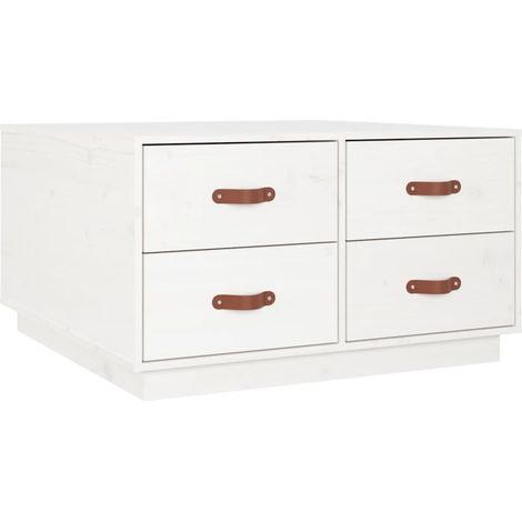 Mesa de centro con 4 cajones, diseño moderno y contemporáneo, 80 x 80 x 45 cm, madera maciza de pino blanco DEC037975