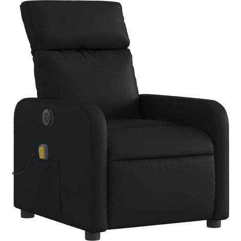 Poltrona relax TV elettrica reclinabile funzione massaggio 6 punti massaggio in PVC nero DEC027220