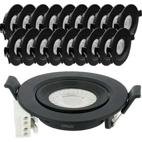 20 Faretti LED da Incasso Neri Asturia Orientabili 7W Eq. 75 W Température de Couleur: CCT 3 Couleurs (Chaud, Naturel, Froid)