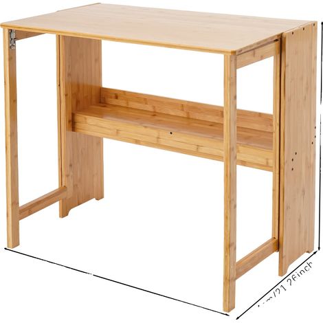 Escritorio plegable, diseño que ahorra espacio, estética moderna, color madera. (1/2)
