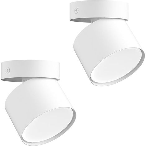 2 Pièces Spots Plafond Orientable Spot en Saillie, Douille GX53, Plafonnier Spot Ronde en Aluminium Intérieur, 81 x 79 mm, Ampoule non Incluse, Blanc (1/5)