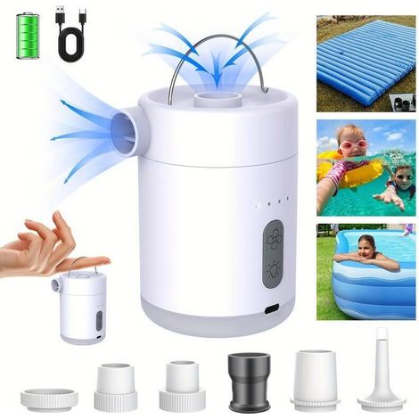 Kabellose elektrische Luftpumpe mit Campinglampe für Luftmatratzen, Schwimmringe und Poolspielzeug - Crezuo