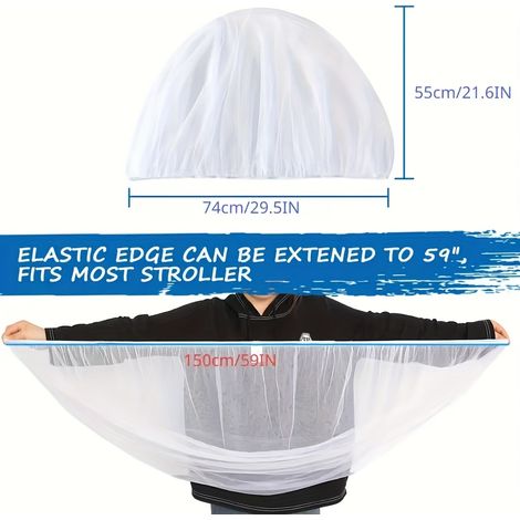 1 unité de moustiquaire pour poussette, moustiquaire blanche respirante adaptée aux poussettes (1/5)