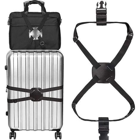 Sangle de bagage noire réglable pour une fermeture sécurisée de la valise (1/5)