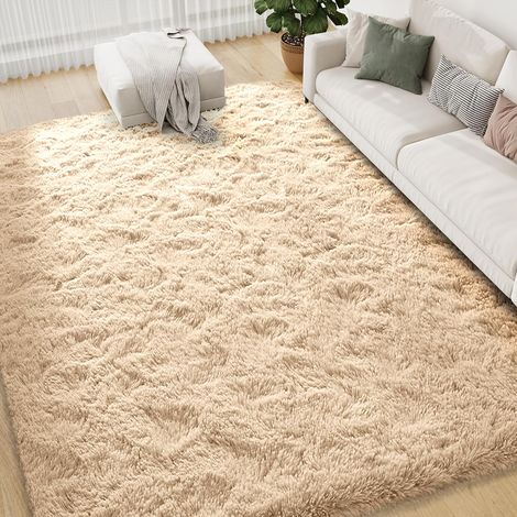 Tapis à Poils Longs 140x200cm Camel Tapis Doux antidérapant Moelleux Grand tapis pour salon, chambre et espace jeu, confortable pour toute famille et animaux domestiques, avec base antidérapante (1/5)