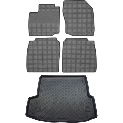 Ensemble de tapis de sol en caoutchouc pour Honda Civic IX Tourer Kombi (5 portes) de février 2014 à décembre 2017 : tapis de sol de voiture et tapis de coffre. (1/5)