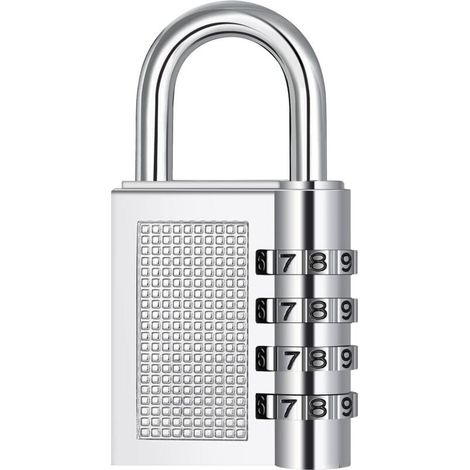 Kaelt - Cadenas à combinaison à 4 chiffres pour casiers - Empé de l'école de gym, cadenas extérieur résistant aux intempéries pour clôture, portail, abri de jardin, garage, argent (1/5)