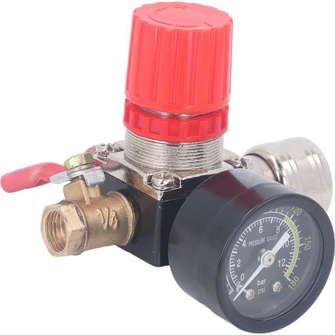 Pressure Regulator with Manometer, Air Compressor Kit, 4-Way Valve 0-180 PSI (12.7 Bar), European Style (1/4 Ball Valve (1/5)
