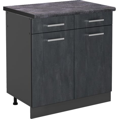 Meuble cuisine R-Line, Béton noir, 80cm PT Anthracite, Vicco