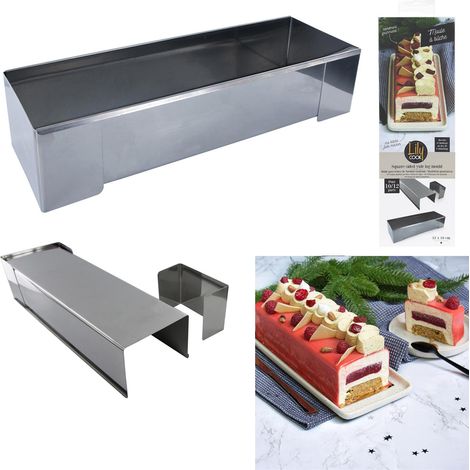Moule à bûche carré 31x10cm – Format rectangulaire avec embouts amovibles pour démoulage facile – Recette incluse – Lily Cook