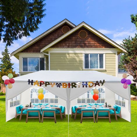 Tente de fête extérieure 10'x20' avec 6 parois amovibles, auvent imperméable pour mariage et patio, blanc