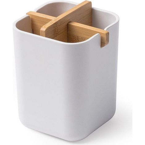 Boîte à brosses à dents en fibre de bambou, organisateur de salle de bain, boîte de rangement de bureau, porte-stylo (1/5)