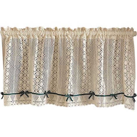 Rideau Courte - Dentelle Coton Polyester - Pour Porte Armoire Fenêtre - Décoration Noël - 100 x 90 cm - 1 Pièce (1/5)