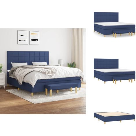 Boxspringbett mit Matratze Blau 160x200 cm Stoff - Boxspringbett - Doppelbett - Schlafraum - Blau - Bettauflage (1/5)
