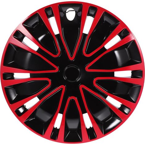 Enjoliveur 16 Pouces pour Roue de Voiture Cache-Moyeu Central Décoratif en Plastique Résistant Design Rouge et Noir BK Protection Saleté et Débris Accessoire Auto Polyvalent (1/5)
