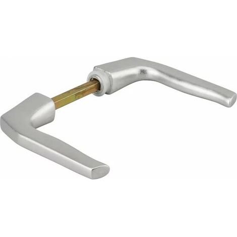 Béquille double argent anodisé pour porte – Aluminium fondu – Carré 7 mm – Épaisseur de porte 70 mm – Réglage par vis pointeau (1/3)