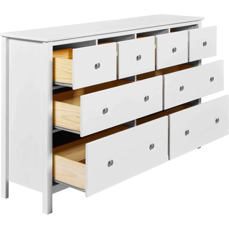 Credenza da Cucina Cassettiera 8 Cassetti in Legno Bianco Moderna (1/5)