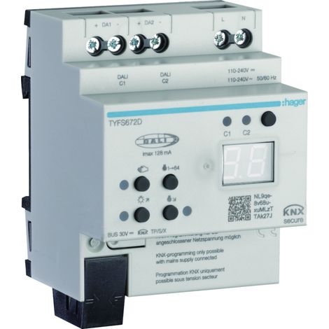 Passerelle 2 canaux KNX/DALI2 ETS only + balance des blancs - HAGER TYFS672D