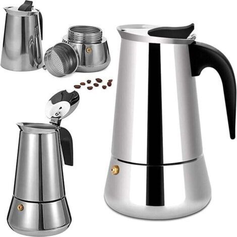Italian mocha coffee maker in stainless steel, XU, 6 cups, Compatible with all types of heat, 300 ml - (1/4)