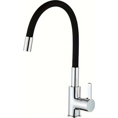 Robinet de Cuisine Mitigeur Flexible Rotative à 360°, Chrome, Noir (1/5)