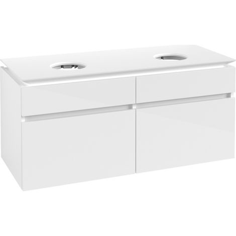 Meuble vasque VB US Legato 1200x550x500mm 4 tiroirs pour 2 vasques Blanc brillant (1/2)