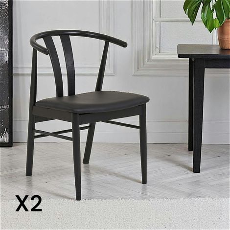 Chaise de salle à manger design noire en bois de hêtre (lot de 2) BERLIN (1/5)