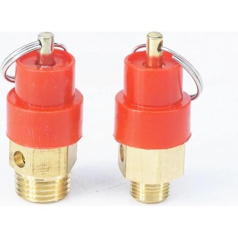 5 soupapes de sécurité pour compresseur d'air, limiteur de pression, filetage extérieur G1/4, pression de réglage 8 kg, bouchon rouge (1/5)
