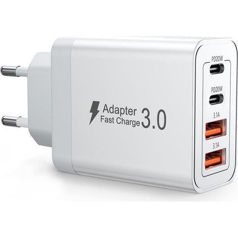 USB-C-Ladegerät,40-W-Schnellladegerät mit 4 Anschlüssen,USB-C-Schnellladegerät,Schnellladefunktion und reisetaugliches Mehrfach-USB-Ladegerät (1/5)