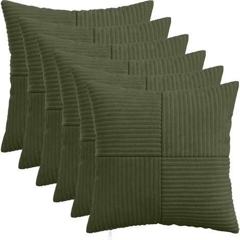 Irovami Lot de 6 housses de coussin, vert, velours côtelé, 30x30 cm (1/5)
