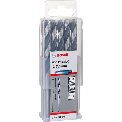 Bosch Accessories 2608577205 HSS PointTeQ (3,7 x 39 x 70 mm) - Set da 10 Pezzi di Punte Elicoidali per Trapano per Metallo, Acciaio, Fusione o Plastica, Grigio (Argento), Ø 3.7 mm