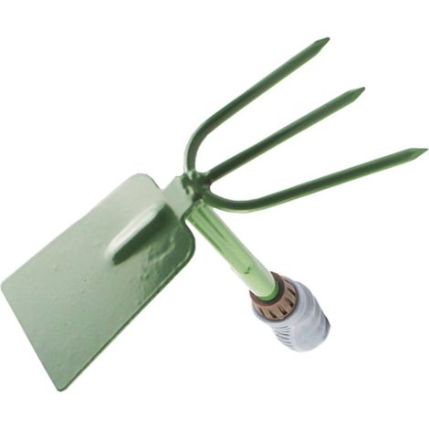 Houe Double de Jardinage à Main Épaisse, Tête Traitée Thermiquement Vert, Fer et Pvc, Design Ergonomique Équilibré, pour Creuser et Entretien de Pelouse (1/5)
