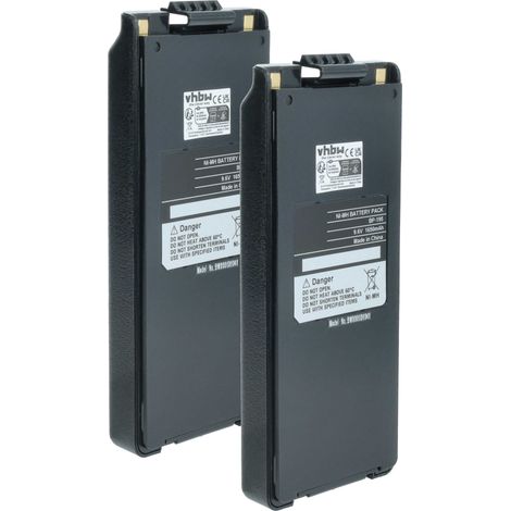 vhbw 2x Akku kompatibel mit Icom IC-T2H, IC-T2E, IC-T2A, IC-F4TR Funkgerät, Walkie Talkie (1650 mAh, 9,6 V, NiMH) + Gürtelclip