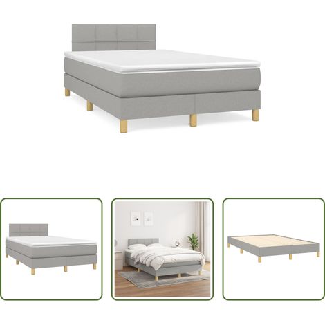 vidaXL Kopfteil -  Boxspringbett mit Matratze Hellgrau 120x190 cm Stoff (1/5)