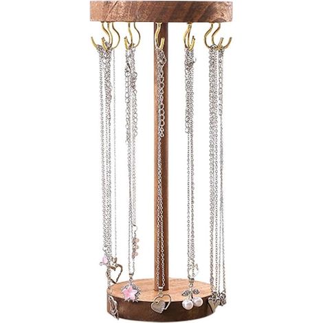 Présentoir bijoux en bois – 12 crochets – Colliers, bracelets, bagues – Décoration et rangement – Femme (1/5)