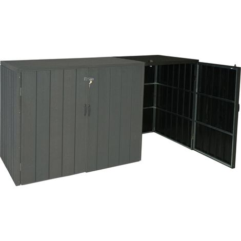 [NON UTILIZZATO] Modulo aggiuntivo per copribidoni box spazzatura rifiuti HHG-040 Premium XL 105x79x117cm acciaio WPC antracite (1/5)