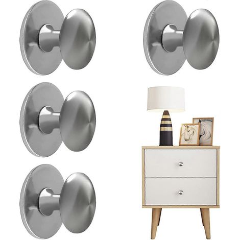 Lot de 4 poignées de porte en acier inoxydable pour placards, tiroirs, armoires et penderies. (1/5)