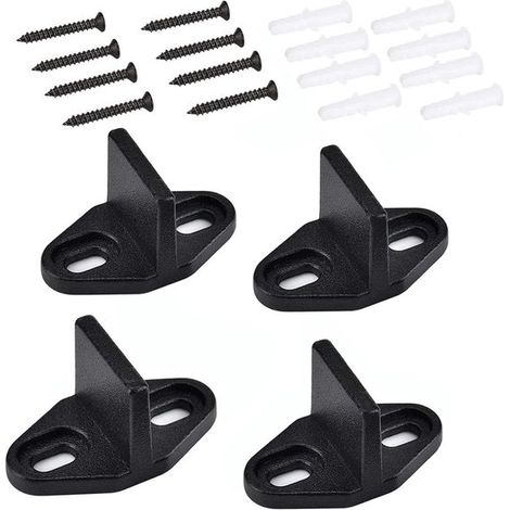 Accesorios para herrajes de puertas correderas, Riel ajustable para puertas correderas, Guía de piso para puertas correderas, 4 piezas, Negro (1/5)