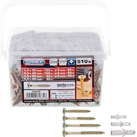 Max-Power B30029 Secchiello Viti e Tasselli, 510 Pezzi (1/3)