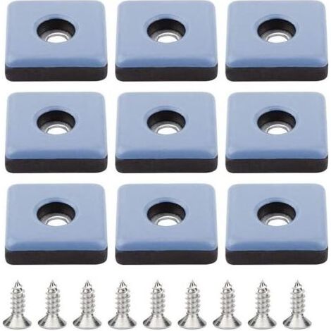 24 Pieces Patins Meubles Téflon 25mm Pied de Chaise avec Vis Patins en Téflon PTFE Tampon Chaise Patin Glisseur Pied de Chaise à Visser Carrés pour Bureau Chaise Sol en Bois Carrelage