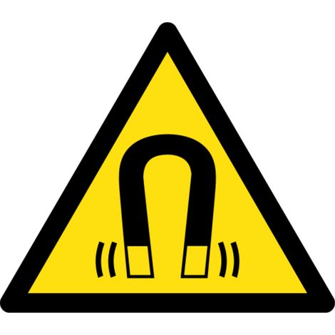 Panneau danger champ magnétique important ISO 7010 W006 - Materiel: Aluminum - Taille: 140mm (triangle)