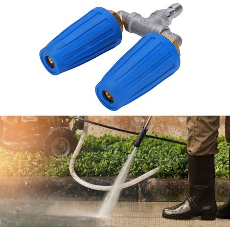 1/4-Zoll-Rotations-Turbo-Doppeldüse, 4000 psi Druck, Doppelturbine für Garten und Autowäsche, Blau (1/5)