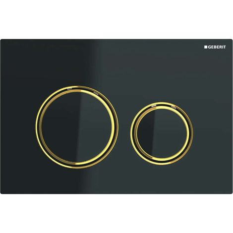 Placca Geberit Sigma50 Round Vetro Nero / Ottone Doppio Tasto 115.652.SJ.1 Vetro Nero (1/3)