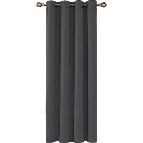 Rideaux Occultants Isolant Thermique, 140x240 CM (Largeur x Hauteur), Rideaux pour Salon et Chambre, Design Moderne à Oeillets, Gris Foncé, 1Pièces (1/5)