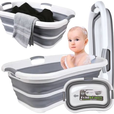 Ciotola pieghevole, lavabo, vasca da bagno in silicone, grande, COMODO CON SCARICO, nuovo (1/5)
