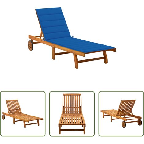 Chaise longue bois - Chaise longue de jardin avec coussin Bois d'acacia solide (1/5)