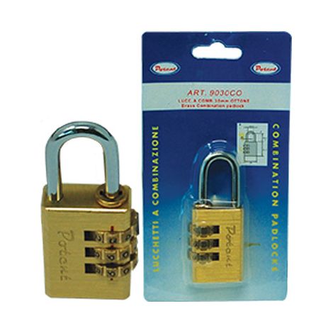 LUCCHETTO A COMBINAZIONE 9000 POTENT  OTTONE ARCO CROMATO MM 40