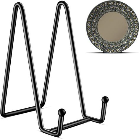 Support d'assiettes – Noir – 12x8x15,5 cm – Métal – Chevalet réglable – Présentoir et serre-livres (1/5)