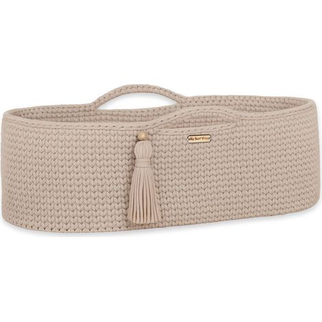Couffin en coton BOHO fait main avec matelas - beige clair
