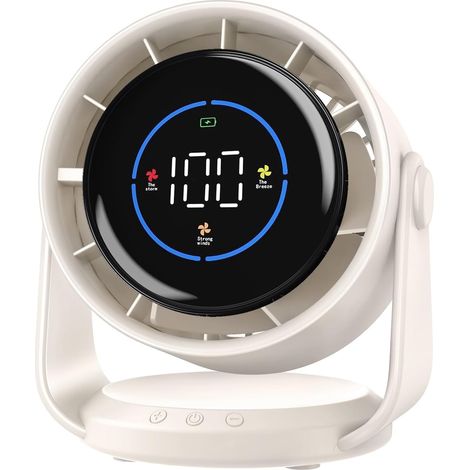 Ventilatore da scrivania - Ventilatore turbo portatile - Ventilatore da tavolo ultra silenzioso con display digitale - Ricaricabile tramite USB - Inclinabile fino a 105° - 100 velocità - Design per mo (1/5)