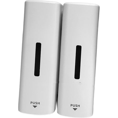 Soavoa Distributeur Savon Mural YW-212 Double Réservoir 350ml Étanche Salle de Bain Cuisine Blanc Design Moderne Fixation Adhésive (1/4)